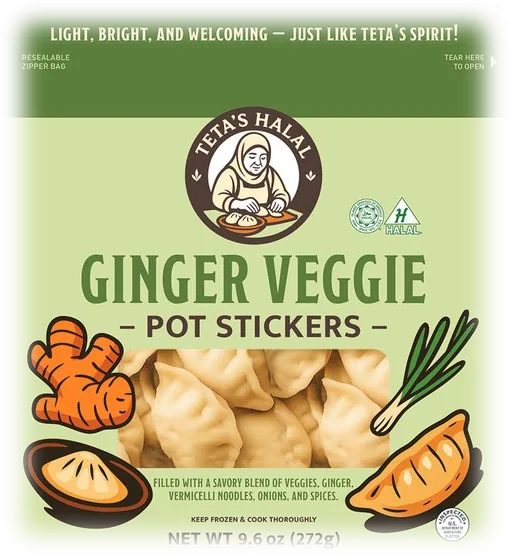 Teta's Halal Ginger Veggie Pot Stickers, 9.6 oz bag